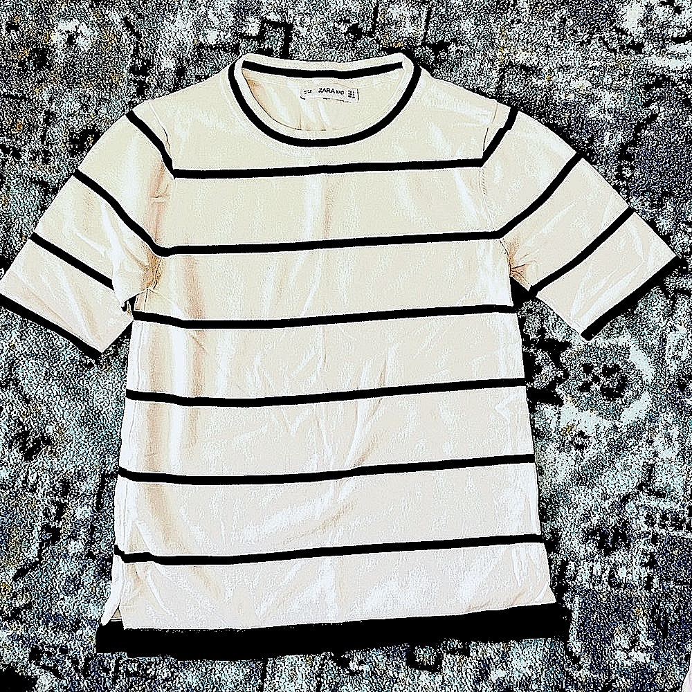 Zara knit tee in black & white stripe